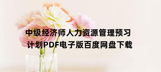 '中级经济师人力资源管理预习计划PDF电子版百度网盘下载'